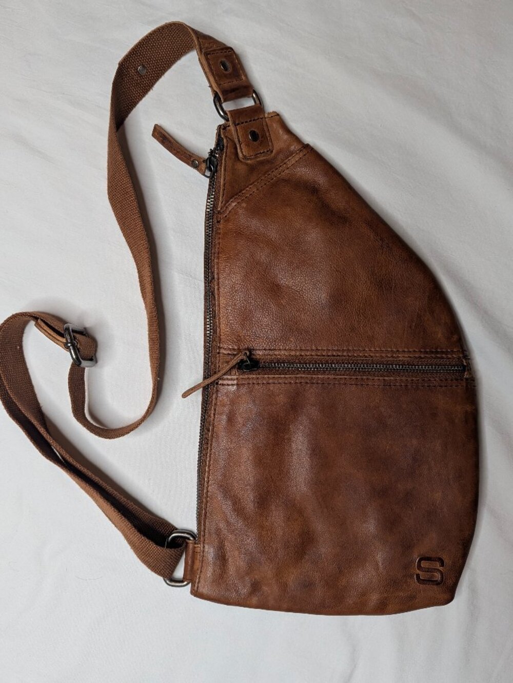 Spikes & Sparrow Genuine Leather Sling Bag – Medium Brown